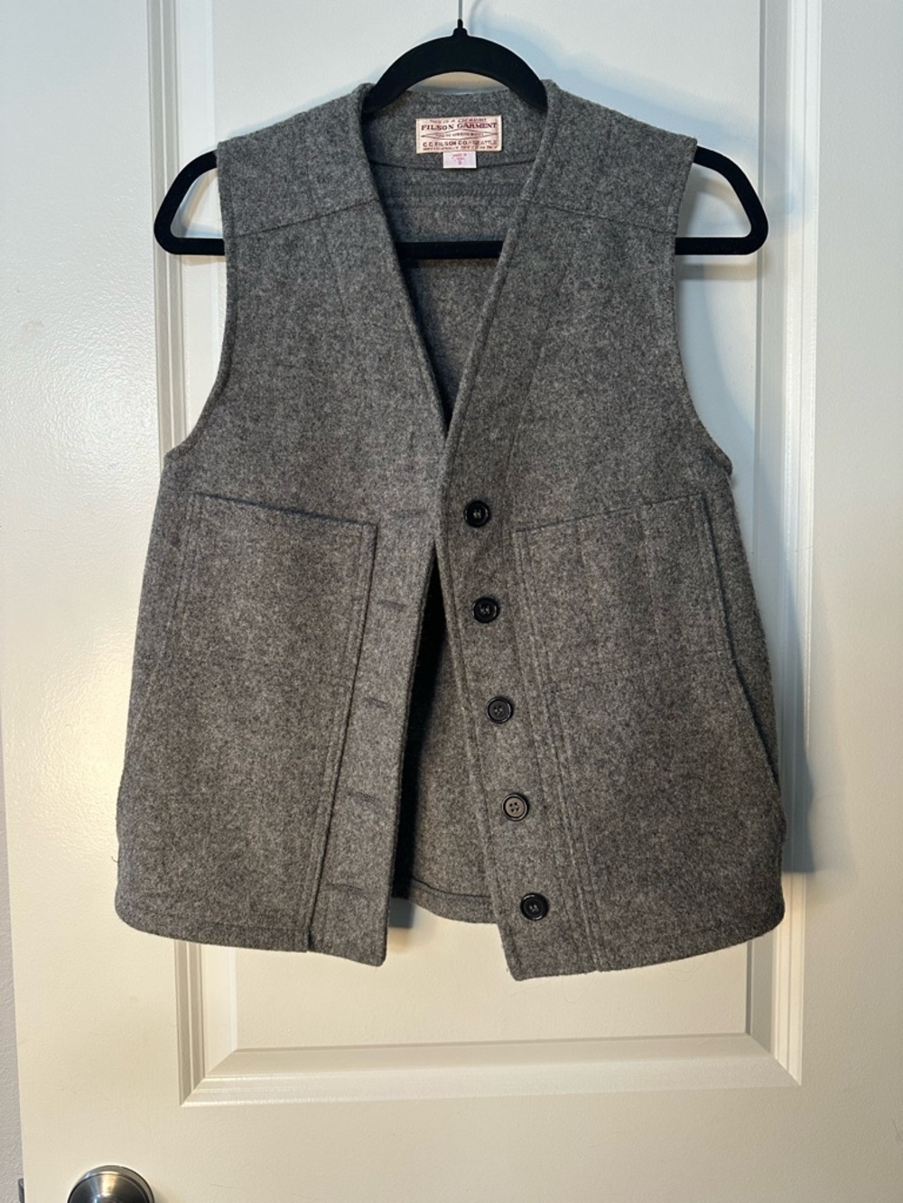 Filson Mackinaw Wool Vest Gray Small